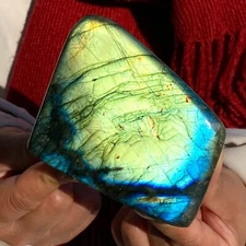 1.2LB Rare Natural Labradorite Quartz Crystal Freeform Mineral Specimen Healin