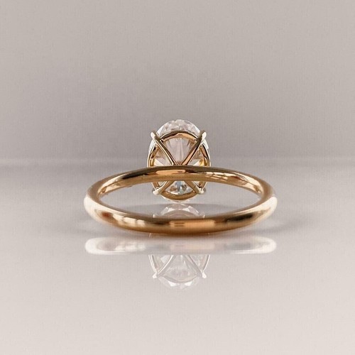 2.50 Ct Oval Cut Moissanite Solitaire Engagement Ring 14K Yellow Gold Plated - Bild 3 von 10