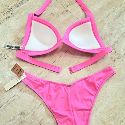 VICTORIA'S SECRET Pink Push-Up Triangle Bikini Top Hot pink Brazilian bottom set - Picture 13 of 14