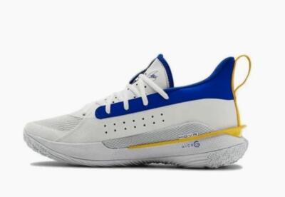 Sz 7.5 - Under Armour Curry 7 GSW Basketball Yellow Blue 3023300-106 Men