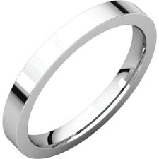 2.5mm 14K Solid White Gold Plain Flat Comfort Fit Wedding Band Ring All Sizes