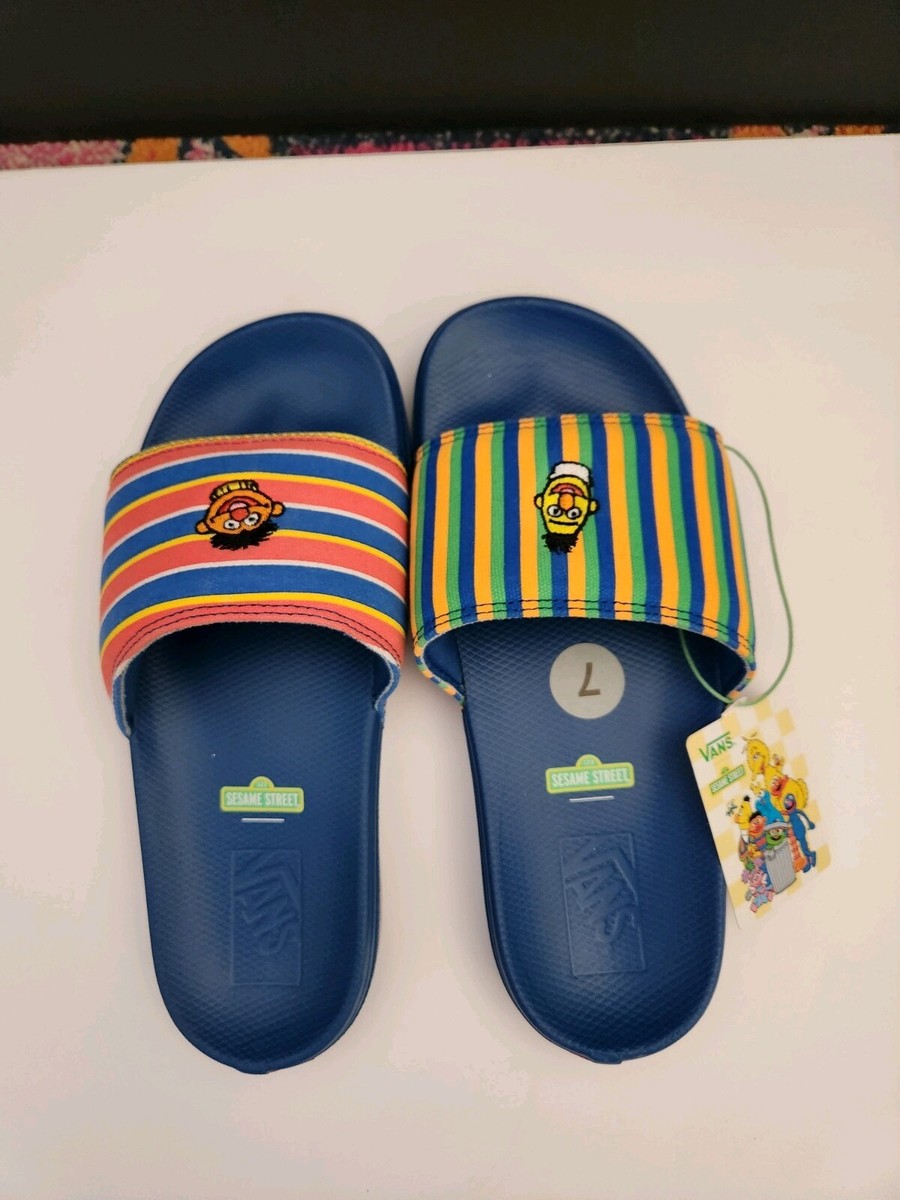 Bert & Ernie Vans Slides RARE VANS X SESAME STREET ERNIE AND BERT SLIDES Blue Men main image 4