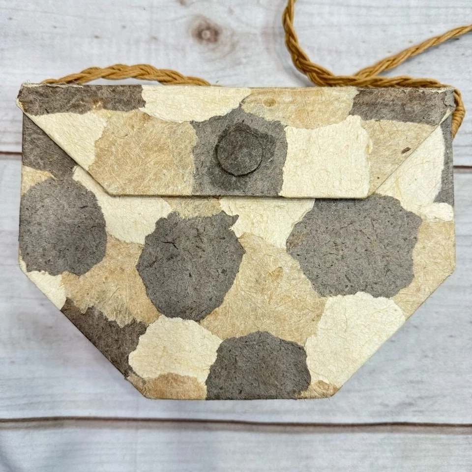 Timmy Woods Vintage Papel Maché Bolso Cartera Coleccionable Raro Rafia Correa para el Hombro Foto 2 de 4