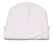 Blank Long Cuff Beanie - White