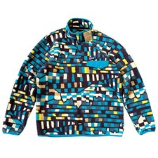 Patagonia Mens Synchilla Snap T Fleece Fitz Roy Patchwork Belay Blue Small S NEW