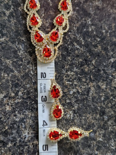 Grün Kristall Halsband Strass Halskette Ohrring Set Braut Abschlussball Festzug - Bild 19 von 19