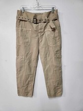 Free People Tan Button Fly Belted Cargo Pants Size 2. A39