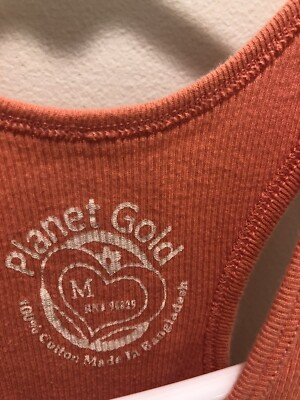 Planet Gold Ribbed Knit Tank Top Coral Colored Size Medium 100