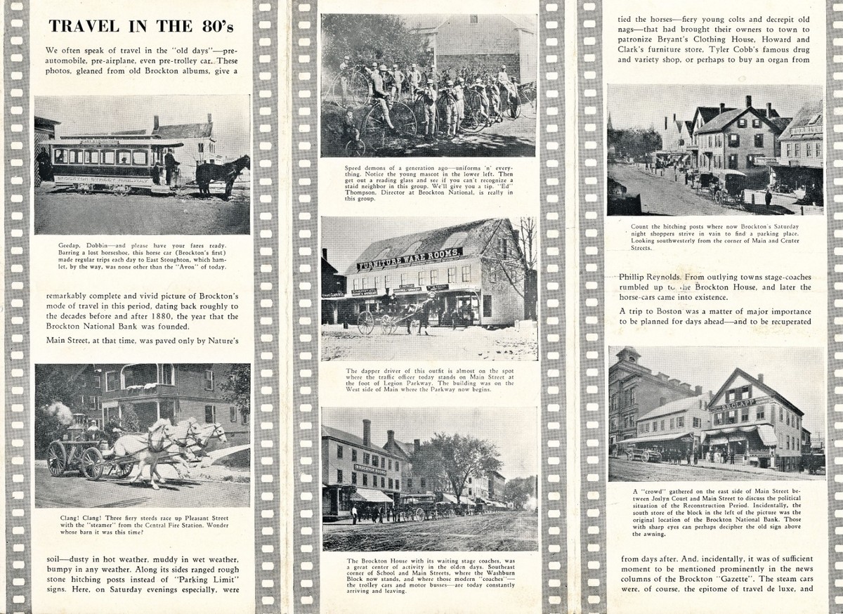 1930 Old Time Brockton MA, Travel in the 1880s Brockton Nat'l Bank