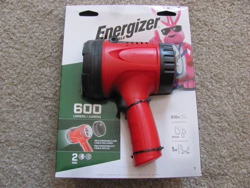 New Energizer Rechargeable LED Spotlight Rugged Flashlight, IPX4 Water Resistant
