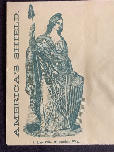 6/112 US Stamp 1860's Civil War Patriotic Rare Cover Goddess Shield Unused* - Picture 2 of 4