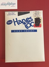 Vtg 1997 NOS Hanes Too Silky Sheer Regular Panty EF Black Enhanced Sheer Toe 90s