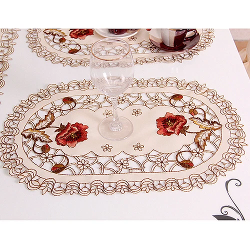 Mesa de comedor de encaje floral bordada alfombra tapetes boda fiesta decoración del hogar - Imagen 28 de 50