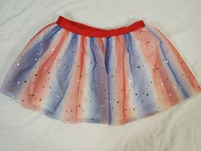WAY TO CELEBRATE Girl's Patriotic Elastic Waist Tutu Style Skirt size M 7-8 