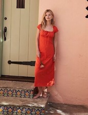 NEW FREE PEOPLE Sz S NATALYA SOLID MIDI DRESS RED