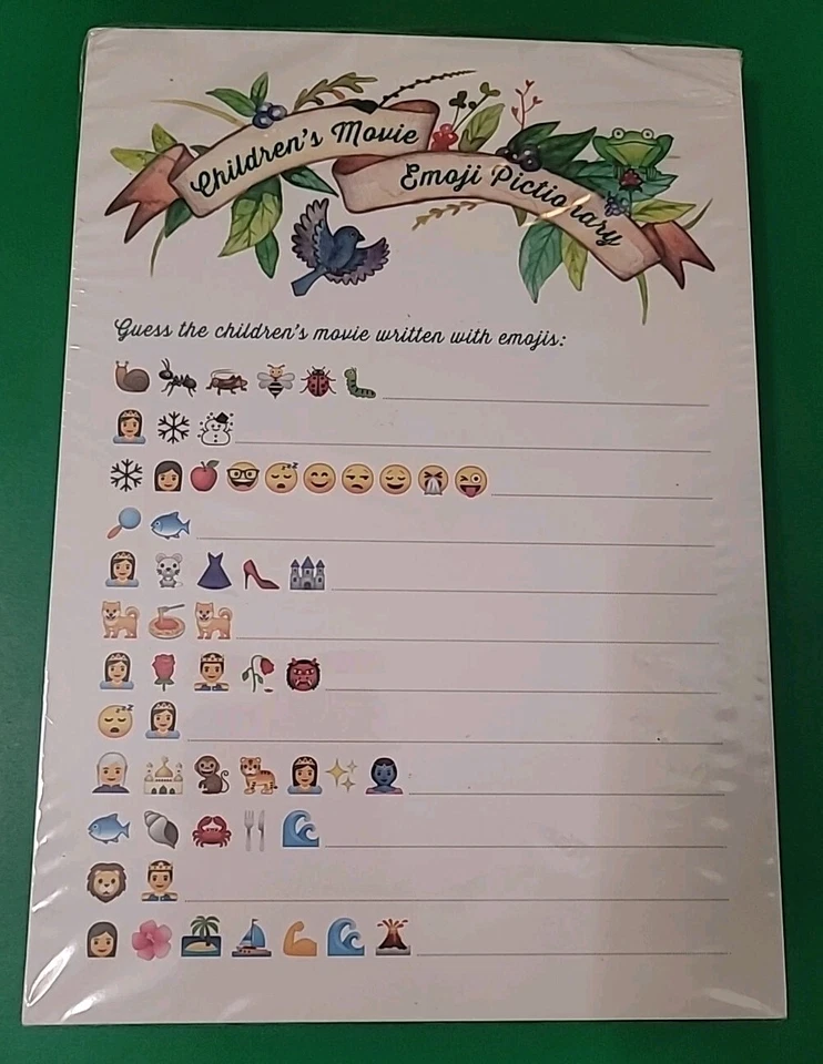 Tarjetas de juego de baby shower 50 animales del bosque película infantil emoji piccionario nuevo en paquete Foto 2 de 4