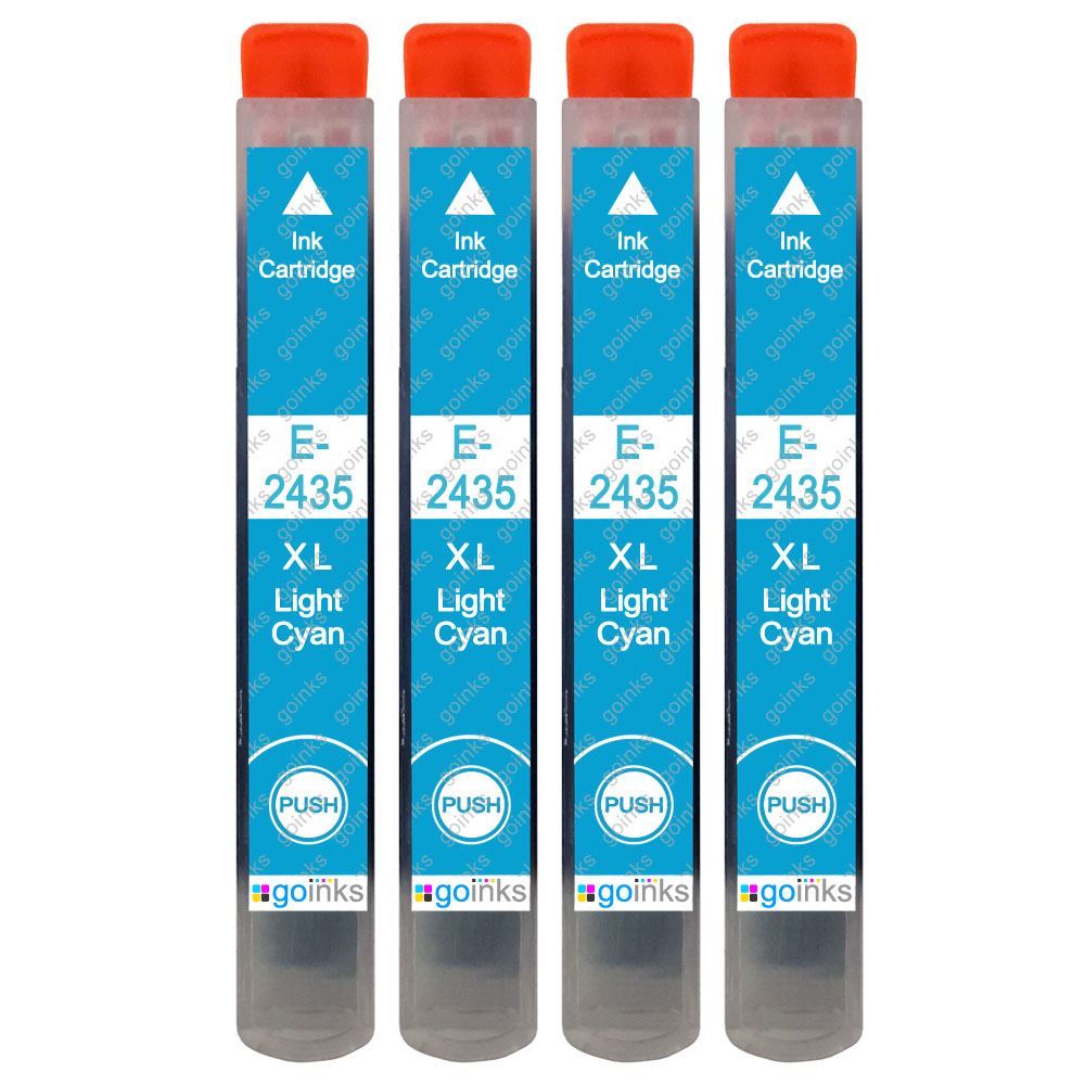 4 Ciano Chiaro Cartucce d'inchiostro per Epson T2435 (24XL) non-OEM / Compatible