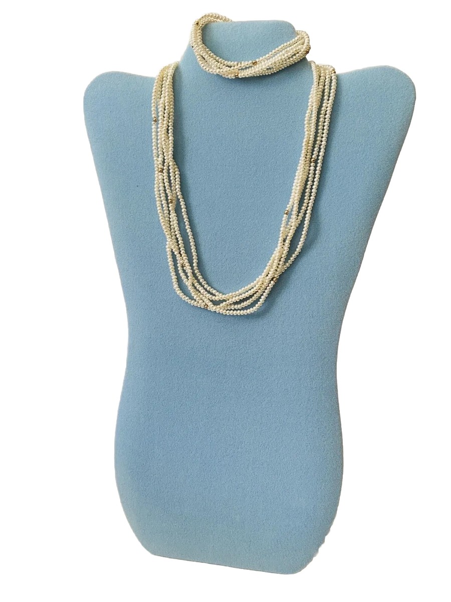 Signed 14K OCP 5 STRAND Freshwater 18.5