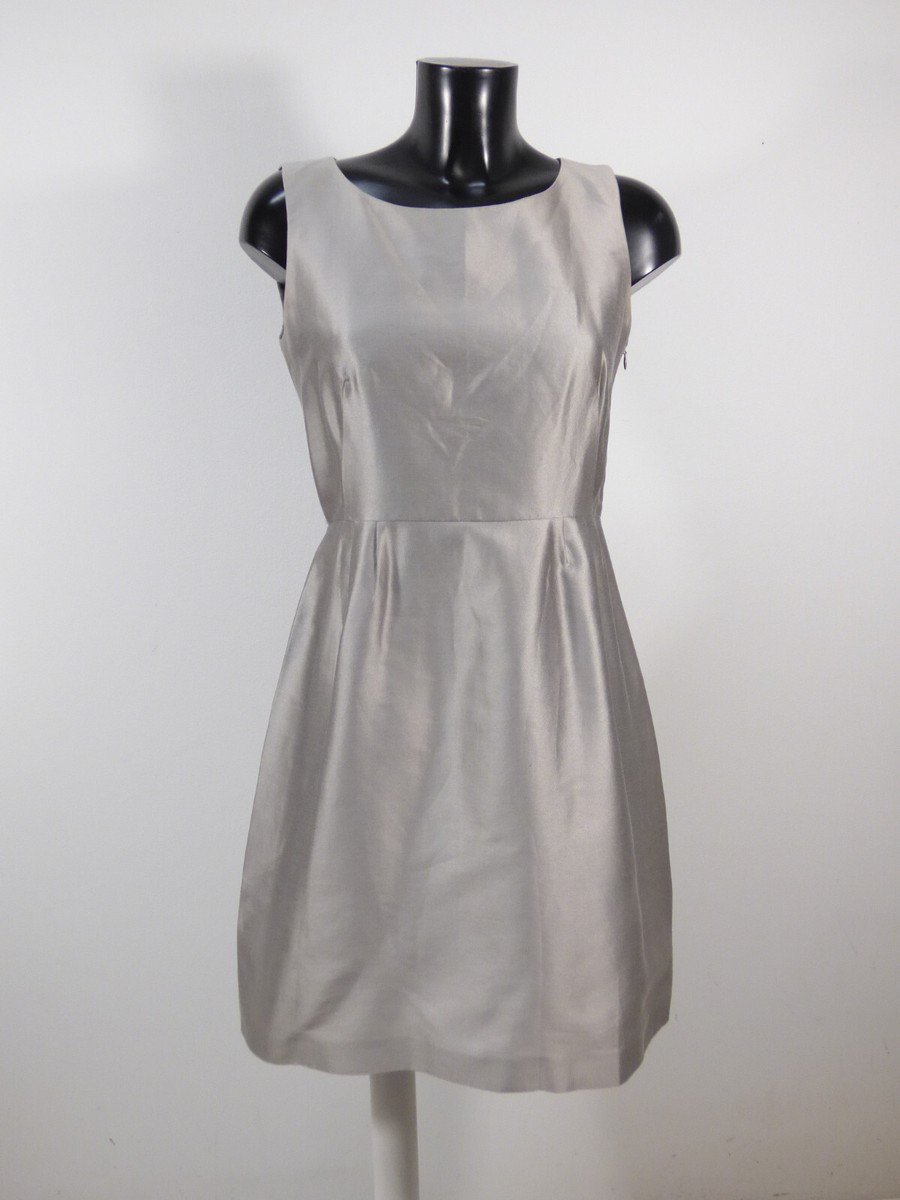 TARA JARMON Damen Seiden Kleid Gr 40 DE Silbergrau und Wie Neu