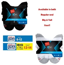 Hanes Men's X-Temp Comfort Cool ANKLE Socks: Cushion Sport Work Big Tall Lot