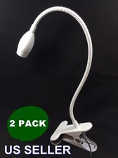 2-PACK Gooseneck USB SMD LED Portable Reading Light Table Lamp Clip White 9001WT
