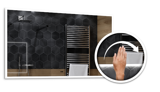 Miroir De Salle De Bain LED Moderne Alasta Chicago - Bluetooth, Interrupteur, Design Argenté - Neuf
