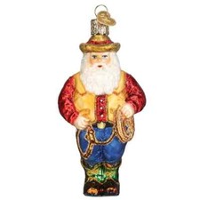 Old World Christmas WESTERN SANTA 40312 Glass Ornament w/OWC Box