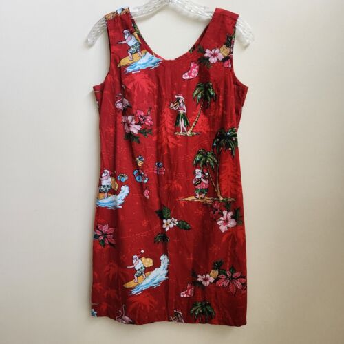 Hawaii Hangover Dress Women's M Red Hawaiian Santa Surf Hula Luau Resort Holiday