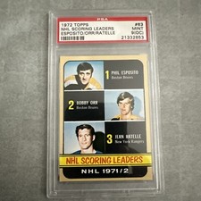 1972-73 TOPPS HOCKEY #63 NHL SCORING LEADERS HOF PSA 9 OC MINT
