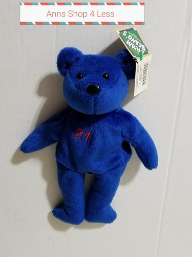 Roger Clemens #21 Bamm Beano's Plush Teddy "Rocket" Issue Date Aug 1998 Blue - 第 1/4 張圖片