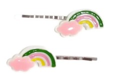 CLOUD and RAINBOW Bobby PIn Hair Clip Accessory - Set of 2 Handmade SALE