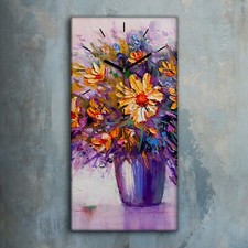 Horloge murale sur toile 30x60 Home decor marguerites fleurs dans le jardin