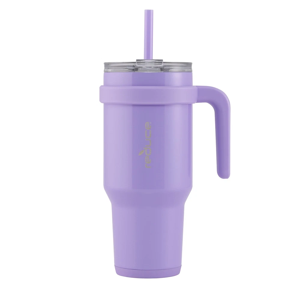 Tumbler - Straw, Lid & Handle. Insulated Stainless Steel 40oz, Wisteria