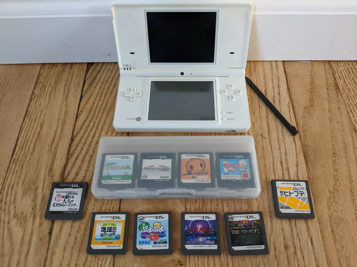 JAPANESE Nintendo DSi Handheld Game Console - White - 10 Games - Game Case