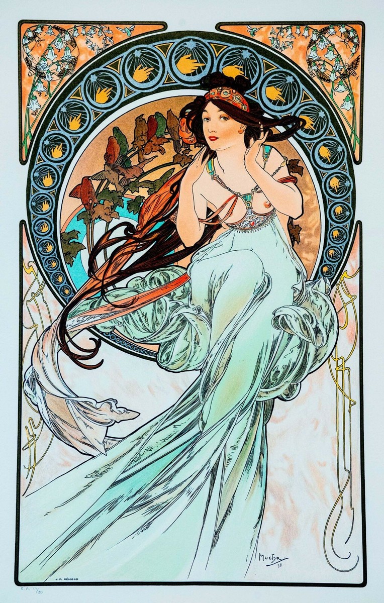 The Arts Music 1898 Alphonse Mucha art nouveau bedroom