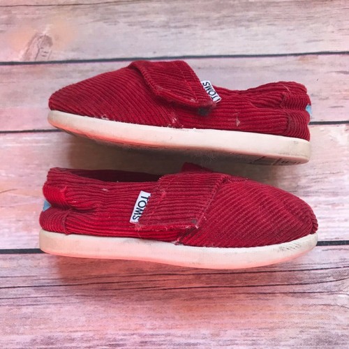 Toms Unisex Boys Girls Shoes Size 6 Red Corduroy Sherpa Slip Ons Tiny - Picture 5 of 10