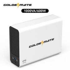 Goldenmate 1000VA 600W LiFePO4 Battery Backup UPS, Pure Sine Wave Surge Protect