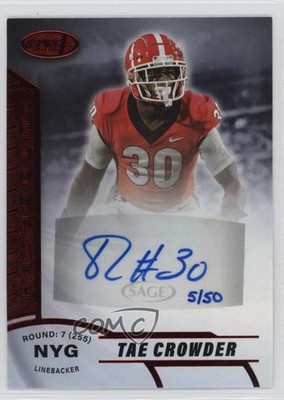 2020 Sage Aspire Red 5/50 Tae Crowder #ASP-18 Auto 0b2