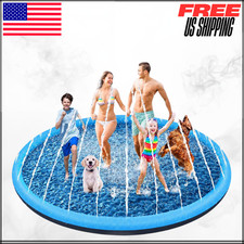 Large Kids Splash Pad Sprinkler Non Slip Toddler Dog Backyard Water Play Mat