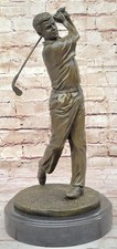 Art Decor Bronze tone Sculpture Statue Figure Golf Player Golfer 12" Tall Figure