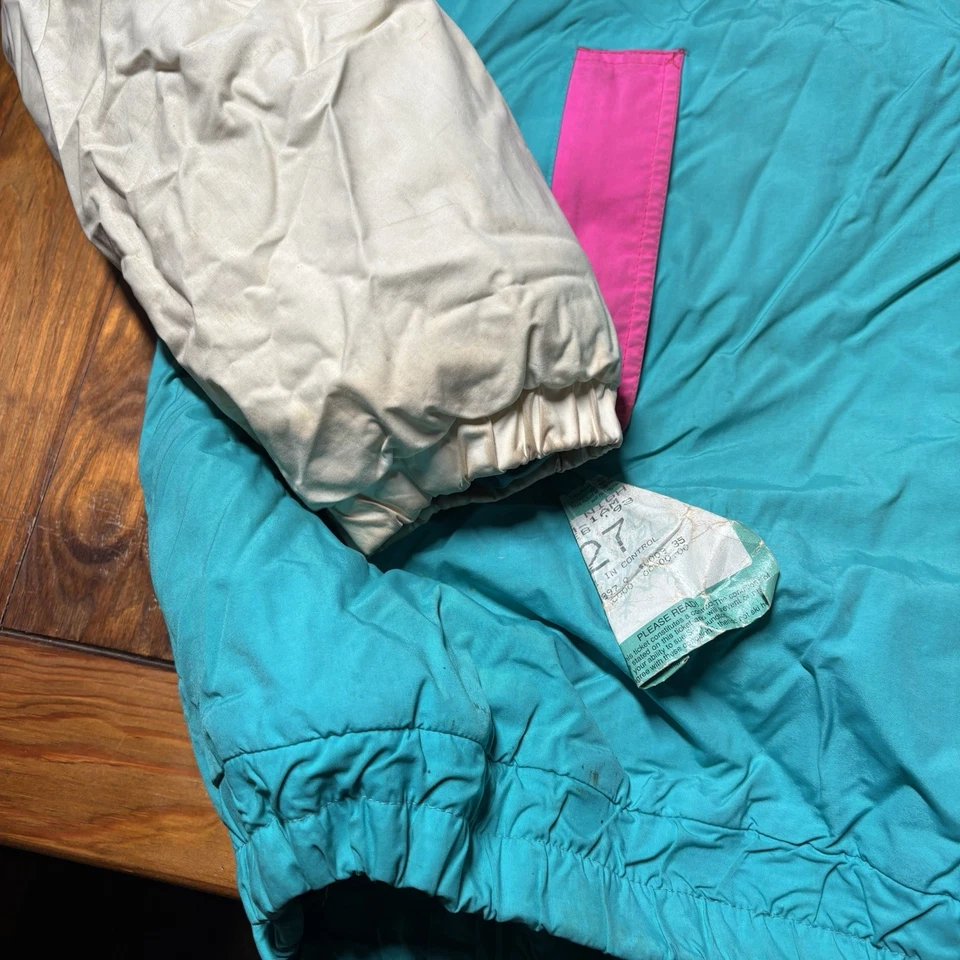 Marker International Vtg Ski Jacket Pullover Blue Pink Bright Sz XL - Image 2 of 4