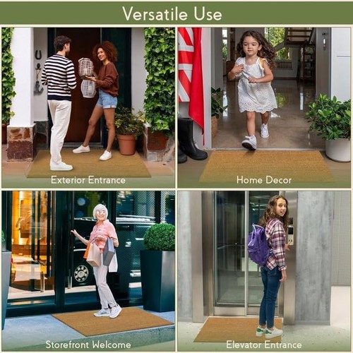 Door Mat Doormats Non Slip Natural Coir Welcome Indoor Outdoor Backdoor Mat UK - 第 7/19 張圖片
