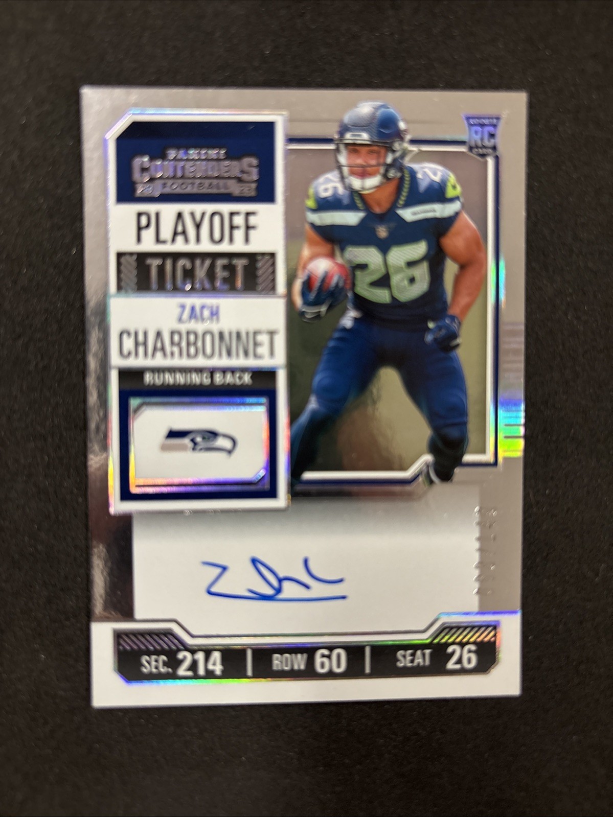 2023 Contenders Zach Charbonnet Playoff Ticket Auto#/149 RC Seahawks O100