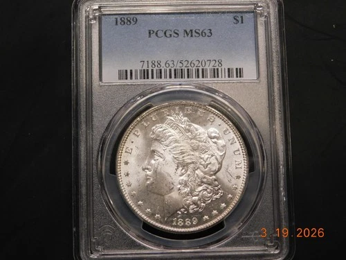 1889 Morgan Silver Dollar PCGS MS63 – Brilliant Mint Luster – Choice BU