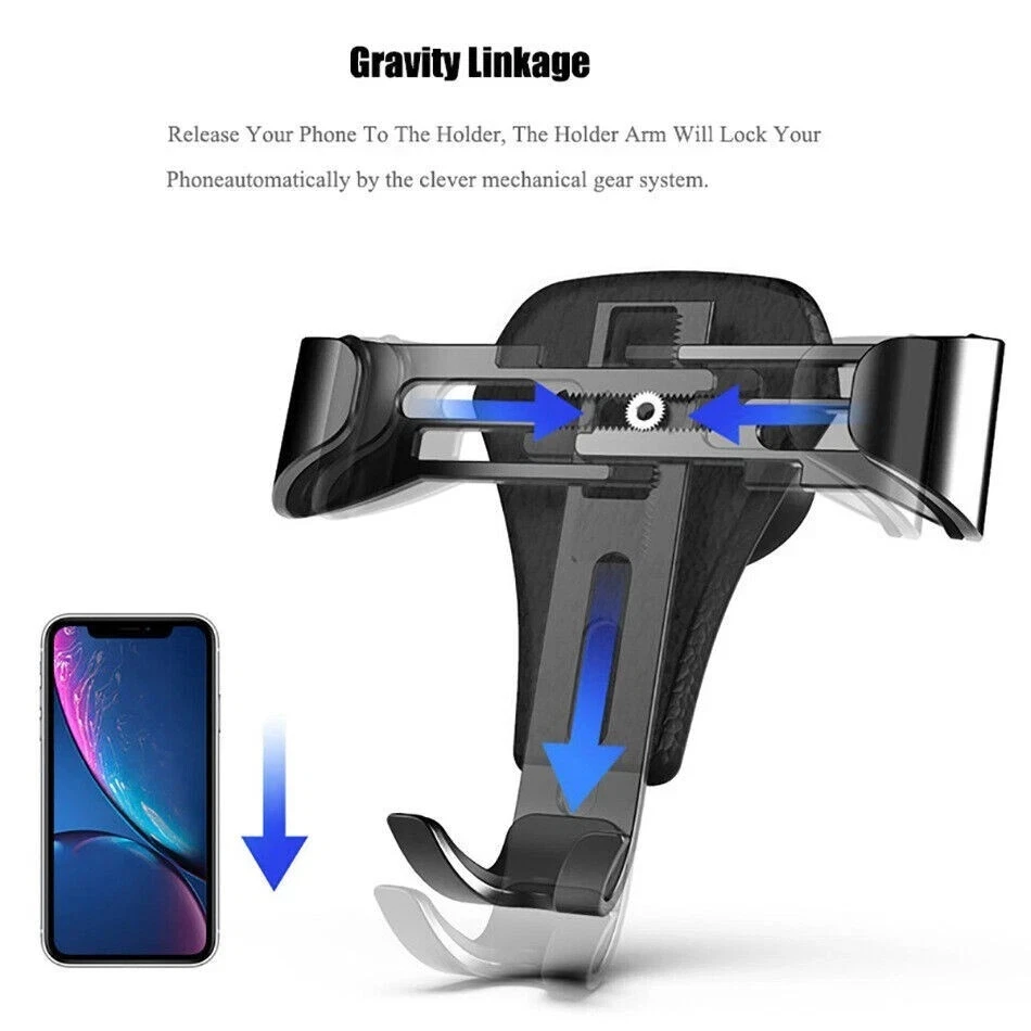 Gravity Car Mount Air Vent Phone Holder for iPhone X XR XS Max Samsung S10 Note9 - Image 4 of 4