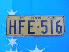 License Plate Number Plate  NSW Early heavy gauge.  HFE 516