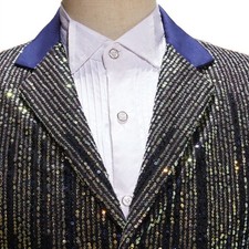 Veste Blazer À Sequins Pour Hommes Costume De Fête Scène Bar Brillant Pailleté