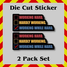 2-Pack, Funny Working Hard Stickers, NSFW Waterproof Die Cut Vinyl Printed Decal