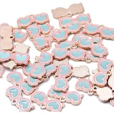 Pack of 80 Heart Sunglasses Enamel Charms Gold Plated Colored Pendants