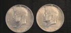 1964 - D Kennedy Silver Half Dollars, US Coins 50c, Denver, Circulated, Lot of 2